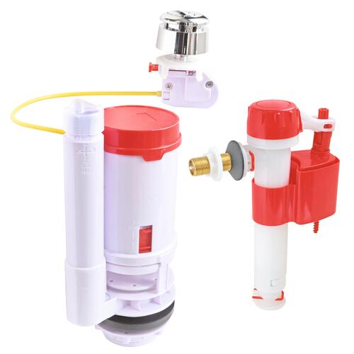 Mécanisme complet WC - Soupape à double poussoir à câble   Robinet flotteur